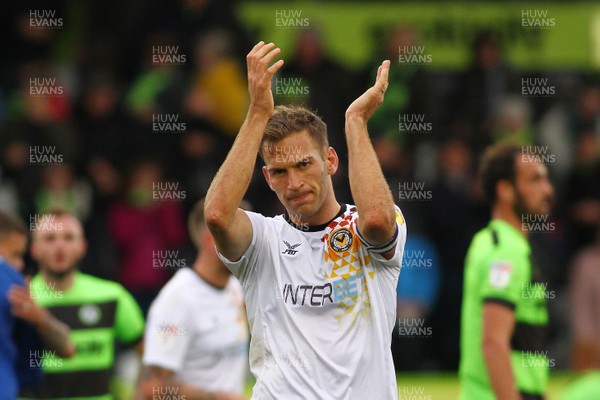 061018 - Forest Green Rovers v Newport County - EFL SkyBet League 2 - Mickey Demetriou of Newport County applauds the travelling fans at the end of the game