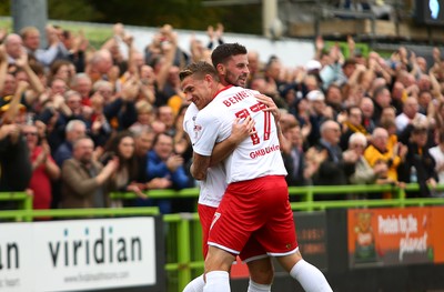 141017 Forest Green Rovers v Newport County - EFL SkyBet League 2 - Padrig Amond of Newport County celebrates his goal with Scot Bennett 
