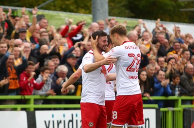 141017 Forest Green Rovers v Newport County - EFL SkyBet League 2 - Padrig Amond of Newport County celebrates his goal with Mickey Demetriou 