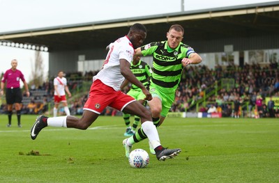 141017 Forest Green Rovers v Newport County - EFL SkyBet League 2 - Frank Nouble of Newport County takes on Lee Collins of Forest Green Rovers 
