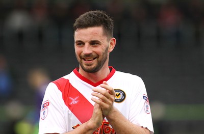 141017 Forest Green Rovers v Newport County - EFL SkyBet League 2 - Padraig Amond of Newport County salutes the travelling support at the end of the game