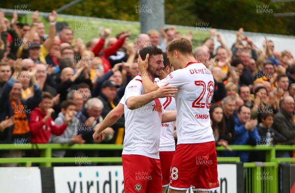 141017 Forest Green Rovers v Newport County - EFL SkyBet League 2 - Padrig Amond of Newport County celebrates his goal with Mickey Demetriou 