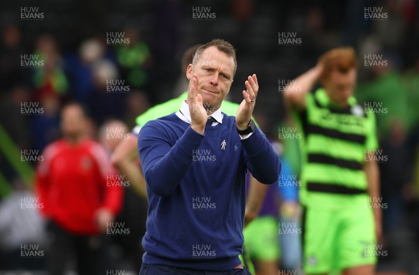 141017 Forest Green Rovers v Newport County - EFL SkyBet League 2 - Manager of Newport County Mike Flynn salutes the travelling support at the end of the game