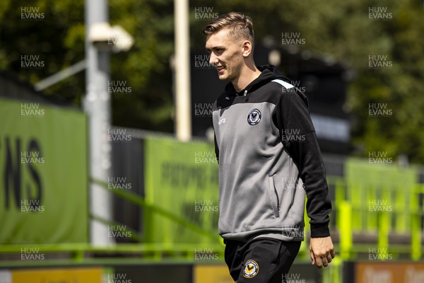 190823 - Forest Green Rovers v Newport County - Sky Bet League 2 - Nathan Wood of Newport County arrives at The New Lawn Stadium