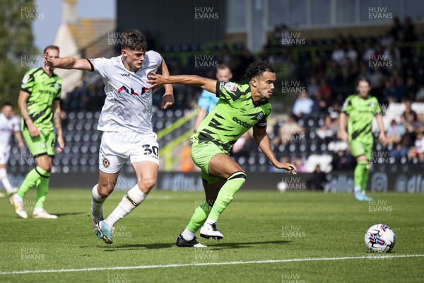190823 - Forest Green Rovers v Newport County - Sky Bet League 2 - Seb Palmer-Houlden of Newport County in action against Dominic Bernard of Forest Green Rovers