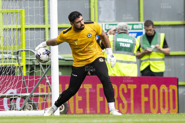 190823 - Forest Green Rovers v Newport County - Sky Bet League 2 - Newport County goalkeeper Nick Townsend during the warm up
