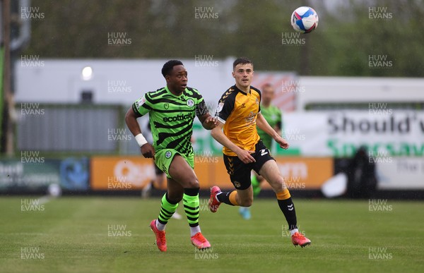 230521 - Forest Green Rovers v Newport County - SkyBet League Two Play off, Second Leg - Udoka Godwin-Malife of Forest Green Rovers and Lewis Collins of Newport County compete for the ball