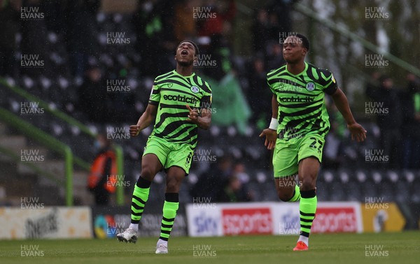 230521 - Forest Green Rovers v Newport County - SkyBet League Two Play off Semi-Final, Second Leg - Ebrima Adams of Forest Green Rovers celebrates after he scores the first goal