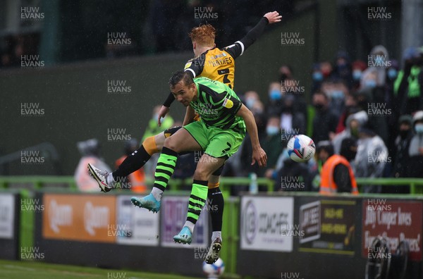 230521 - Forest Green Rovers v Newport County - SkyBet League Two Play off, Second Leg - Kane Wilson of Forest Green Rovers and Ryan Haynes of Newport County compete for the ball