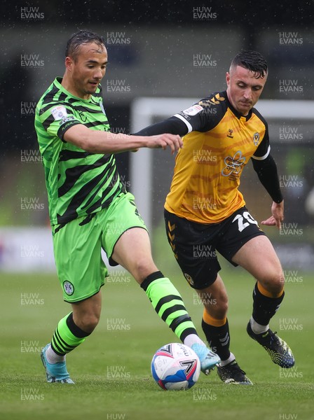 230521 - Forest Green Rovers v Newport County - SkyBet League Two Play off, Second Leg - Kane Wilson of Forest Green Rovers holds off Anthony Hartigan of Newport County