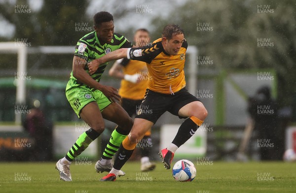 230521 - Forest Green Rovers v Newport County - SkyBet League Two Play off Semi-Final, Second Leg - Ebrima Adams of Forest Green Rovers and Matty Dolan of Newport County compete for the ball