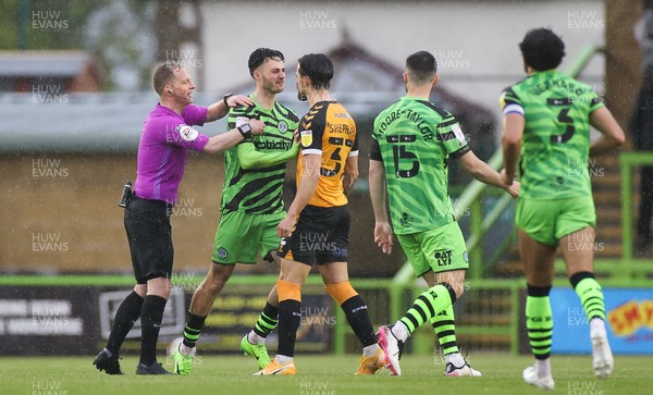 230521 - Forest Green Rovers v Newport County - SkyBet League Two Play off Semi-Final, Second Leg - Aaron Collins of Forest Green Rovers and Liam Shephard of Newport County square up to one another