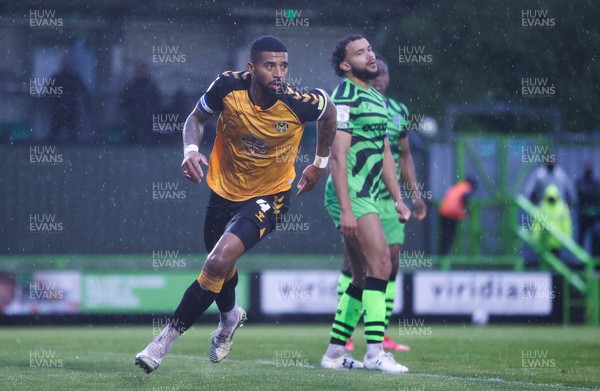 230521 - Forest Green Rovers v Newport County - SkyBet League Two Play off Semi-Final, Second Leg - Joss Labadie of Newport County wheels away to celebrate after scoring the second goal