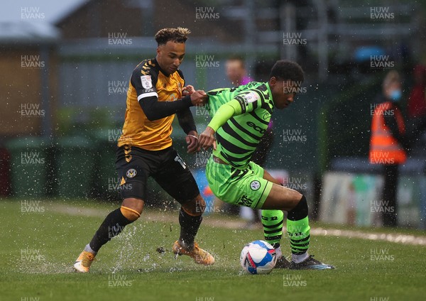 230521 - Forest Green Rovers v Newport County - SkyBet League Two Play off Semi-Final, Second Leg - Nicky Maynard of Newport County takes on Jayden Richardson of Forest Green Rovers