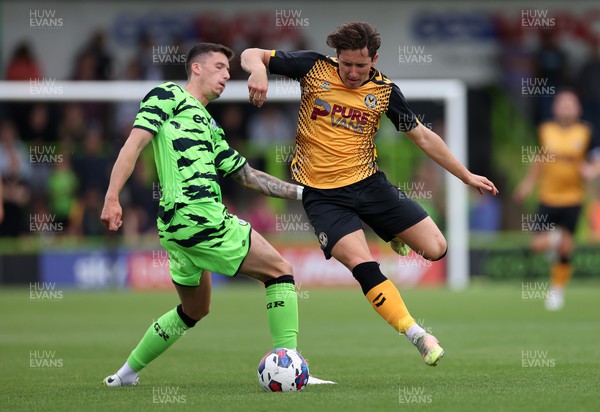 230722 - Forest Green Rovers v Newport County - Pre Season Friendly - Aaron Lewis of Newport County gets over the ball