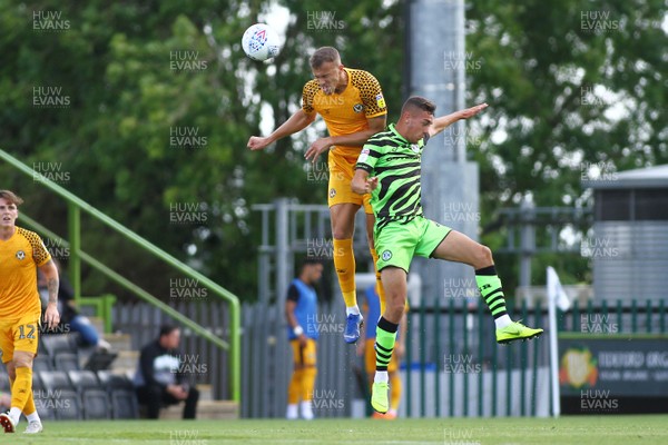 310819 - Forest Green Rovers v Newport County - EFL SkyBet League 2 - Kyle Howkins of Newport County beats Taylor Allen of Forest Green Rovers