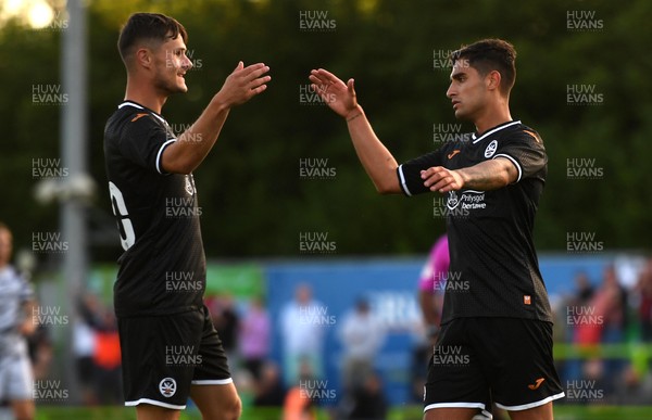 280721 - Forest Green Rovers v Swansea City - Preseason Friendly - Yan Dhanda of Swansea City celebrates scoring goal with Liam Cullen (left)