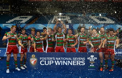 300815 - Fosters National 7s 2015 -Llandovery players celebrate winning the Fosters National 7s