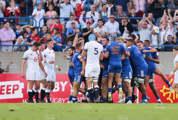 170618 - France U20 v England U20, World Rugby U20 Championship Final - France celebrate after scoring try