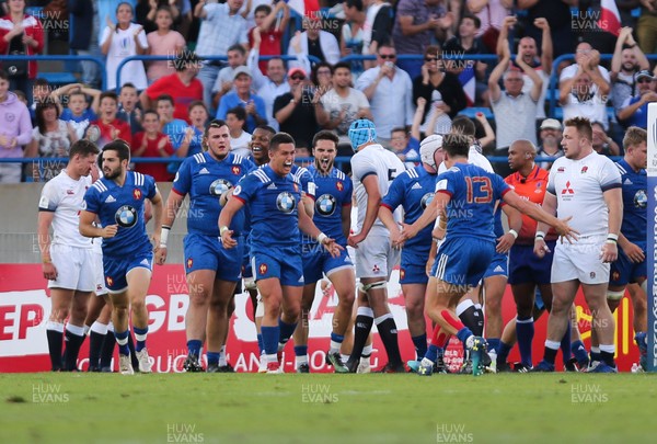 170618 - France U20 v England U20, World Rugby U20 Championship Final - France celebrate after scoring try