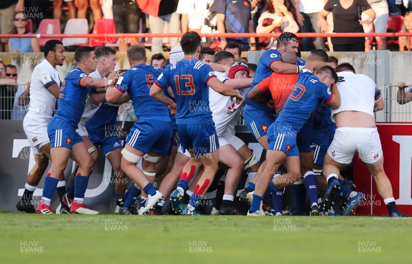 170618 - France U20 v England U20, World Rugby U20 Championship Final - The two teams come to blows late in the match