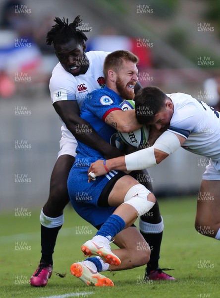 170618 - France U20 v England U20, World Rugby U20 Championship Final - Maxime Marty of France is tackled 