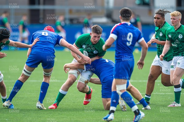 130721 - France U20 v Ireland U20 - Under 20 Six Nations  - Harry Sheridan of Ireland is tackled by Pierre Bochaton of France and Teo Bordenave of France