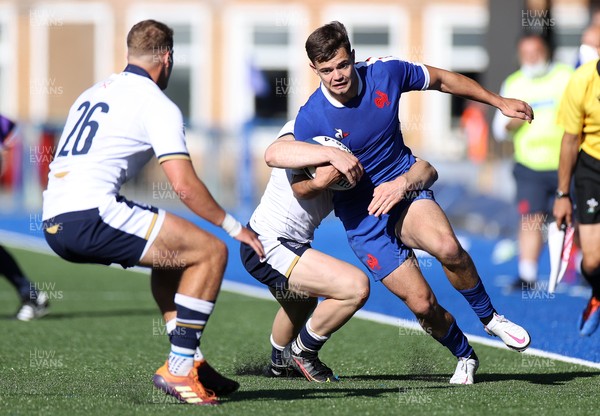 070721 - France U20s v Scotland U20s - U20s 6 Nations Championship - Alfred Parisien of France is tackled by Finlay Callaghan of Scotland