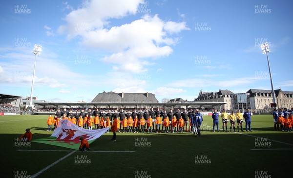 030219 - France U20s v Wales U20s - U20s 6 Nations Championship - Wales sing the anthem