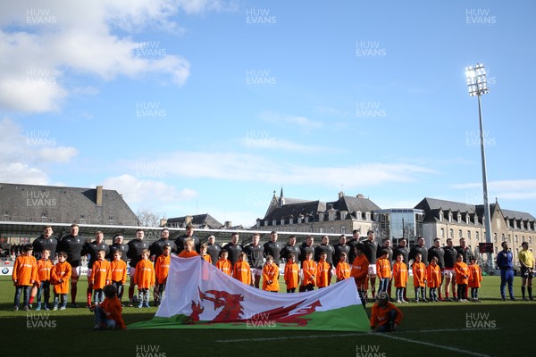 030219 - France U20s v Wales U20s - U20s 6 Nations Championship - Wales sing the anthem