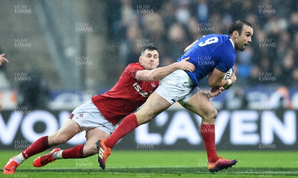 010219 - France v Wales - Guinness 6 Nations 2019 - Morgan Parra of France is tackled by Tomos Williams of Wales