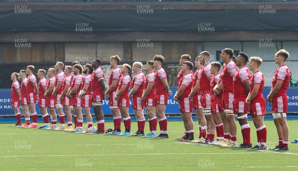 010721 - France U20 v Wales U20, 2021 Six Nations U20 Championship - The Wales team line up for the anthem at the start of the match