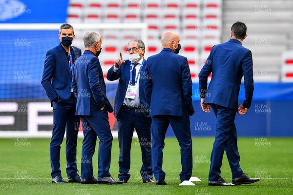 020621 - France v Wales - International Friendly - Franck Raviot goalkeeping coach of France, Dider Deschamps head coach of France, Noel Le Graet president of the French Football Federation, Guy Stephan assistant coach of France and Cyril Moine fitness trainer of France