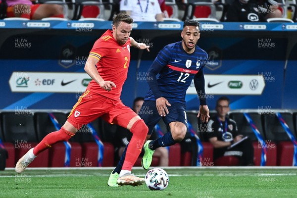 020621 - France v Wales - International Friendly - Chris Gunter of Wales and Corentin Tolisso of France