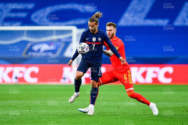 020621 - France v Wales - International Friendly - Antoine Griezmann of France and Joe Rodon of Wales