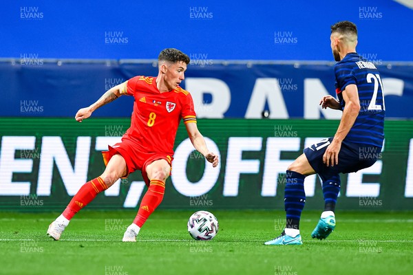 020621 - France v Wales - International Friendly - Harry Wilson of Wales and Lucas Hernandez of France