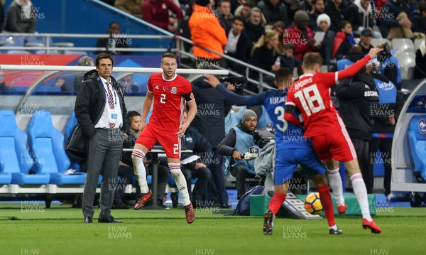 101117 - France v Wales - International Friendly - Wales Manager Chris Coleman watches on as Leyvin Kurrawa of France is challenged by David Brooks of Wales