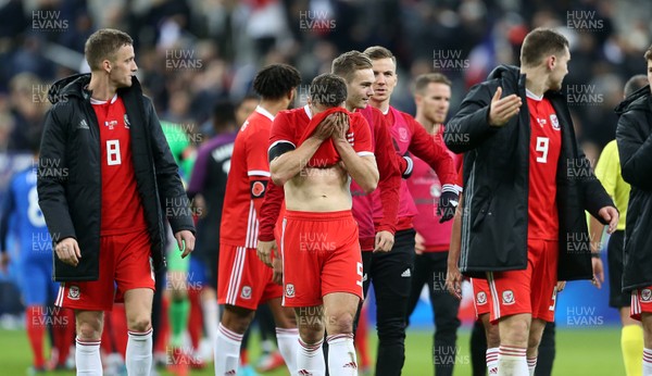 101117 - France v Wales - International Friendly - Dejected James Chester of Wales at full time