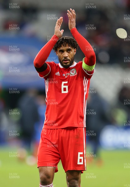 101117 - France v Wales - International Friendly - Ashley Williams of Wales thanks the fans at full time
