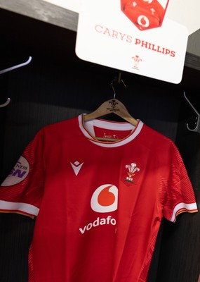 120425 - France v Wales, Guinness Women’s Six Nations 2025 - Wales Match shirts hang in the changing room