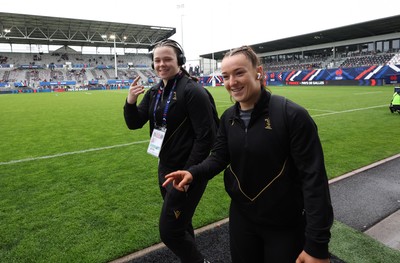 120425 - France v Wales, Guinness Women’s Six Nations 2025 - Maisie Davies of Wales and Sian Jones of Wales arrive at the stadium