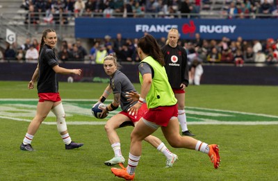 120425 - France v Wales, Guinness Women’s Six Nations 2025 - Keira Bevan of Wales during warm up