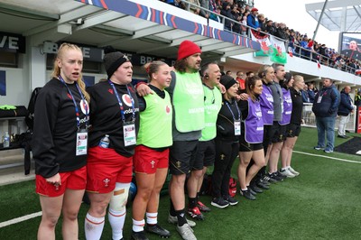 120425 - France v Wales, Guinness Women’s Six Nations 2025 - Wales management team during the anthems at the start of the match