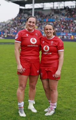 120425 - France v Wales, Guinness Women’s Six Nations 2025 - Courtney Keight of Wales and Kayleigh Powell of Wales at the end of the match