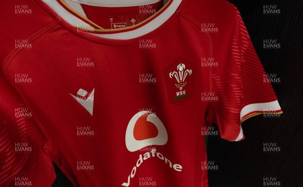 120425 - France v Wales, Guinness Women’s Six Nations 2025 - Wales Match shirts hang in the changing room