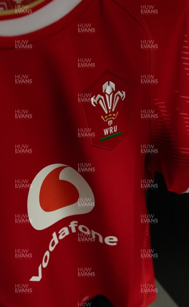 120425 - France v Wales, Guinness Women’s Six Nations 2025 - Wales Match shirts hang in the changing room