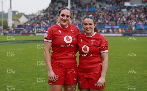 120425 - France v Wales, Guinness Women’s Six Nations 2025 - Courtney Keight of Wales and Kayleigh Powell of Wales at the end of the match