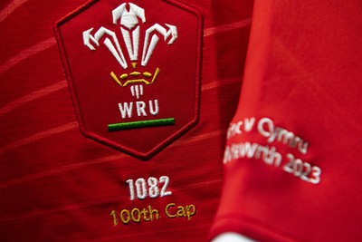 180323 - France v Wales - Guinness Six Nations - Taulupe Faletau of Wales jersey hangs in the dressing room on his 100th cap