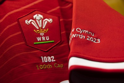 180323 - France v Wales - Guinness Six Nations - Taulupe Faletau of Wales jersey hangs in the dressing room on his 100th cap