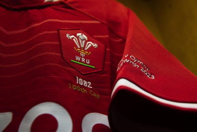 180323 - France v Wales - Guinness Six Nations - Taulupe Faletau of Wales jersey hangs in the dressing room on his 100th cap